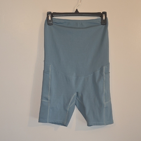 Poshdivah Pants - Stylish Women's Maternity Athletic Shorts in Blue LOT-N